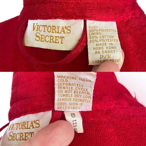 Vintage Gold label Victoria’s Secret robe Deep Scarlet Red Size S - Picture 11 of 16